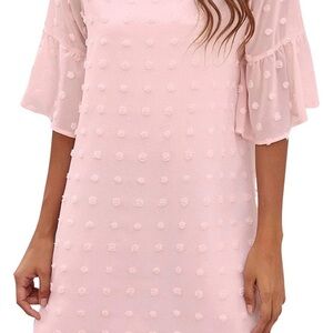 Chic Pink Chiffon Textured Dress
